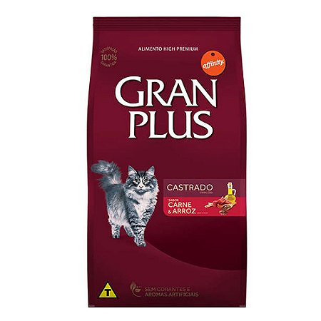 Ração Affinity PetCare GranPlus Carne e Arroz para Gatos Castrados