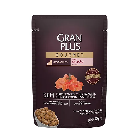 Ração Úmida GranPlus Gourmet Gatos Adultos Salmão 85g