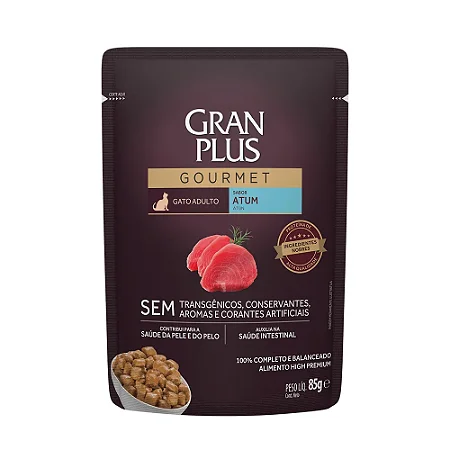 Ração Úmida GranPlus Gourmet Atum para Gatos Adultos 85G