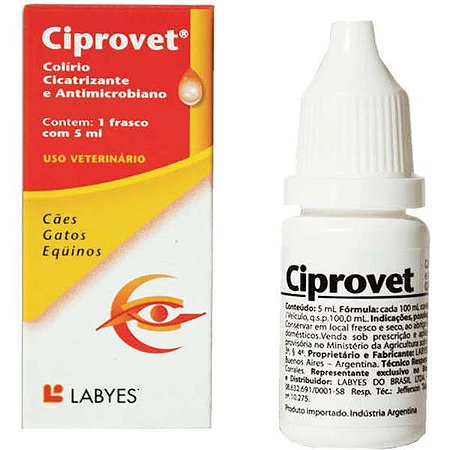 Colírio Ciprovet Labyes para Cães e Gatos - 5 mL