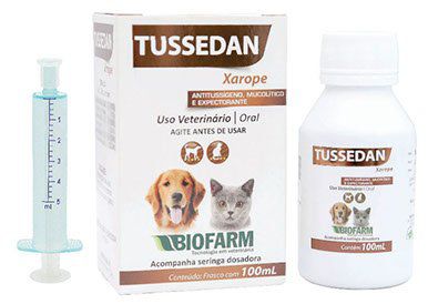 Tussedan Xarope Tosse cães gatos Expectorante Biofarm 100 mL