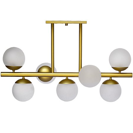 Lustre Balle Com 7 Globos Dourado Fosco