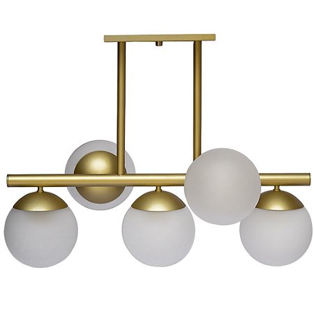 Lustre Bola Com 5 Globos Dourado Fosco