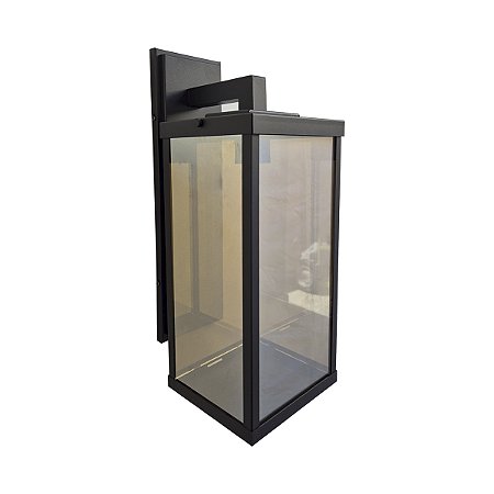 Arandela Aluminio Riflesso Preta Médio Com Vidro Ambar
