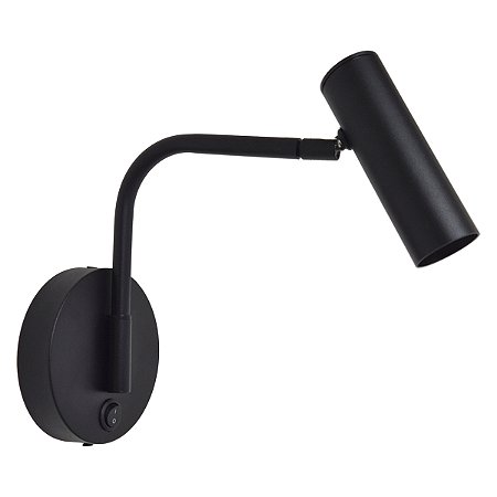 Arandela Articulada Mini Com Interruptor Cor Preta
