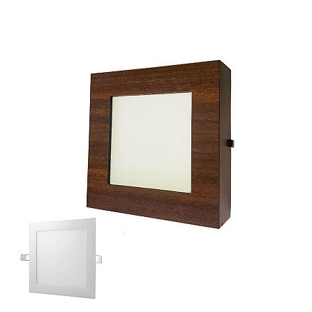 Plafon De Led 18W 6500K + Máscara MDF Imbuia