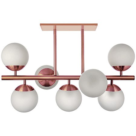 Lustre Bola Com 7 Globos Rose Gold