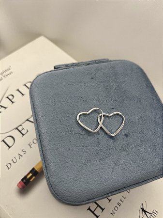 Brinco Argola Prata 925 Coração 1,6cm Fio Quadrado 1MM