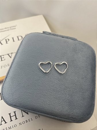 Brinco Argola Prata 925 Coração 1,5cm Fio Quadrado 2MM