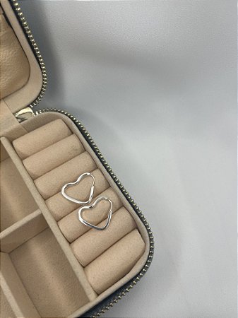 Brinco Argola Prata 925 Coração 1,5cm Fio Quadrado 1MM