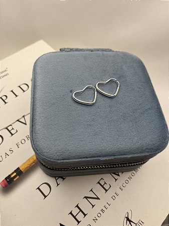 Brinco Argola Prata 925 Coração 1,7cm Fio Anatômico 2MM