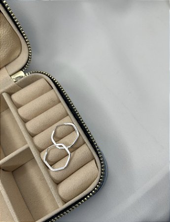 Brinco Argola Prata 925 Hexágonal 1,8cm Fio Quadrado 1MM