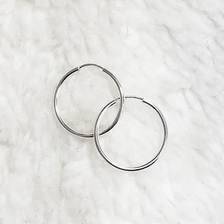 Brinco Argola Prata 925 Redondo 2,2cm Fio Anatômico 1MM