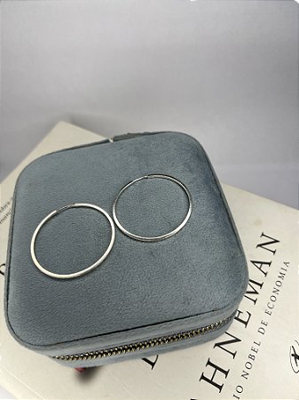 Brinco Argola Prata 925 Redondo 3,5cm Fio Quadrado