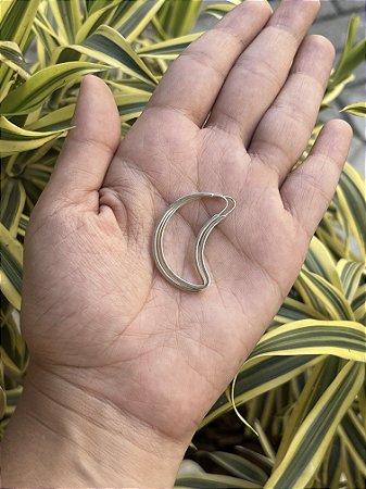 Brinco Argola Meia Lua Prata 925 Fio quadrado 35MM