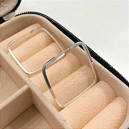 Brinco Argola Quadrada Prata 925 Fio Quadrado 30MM