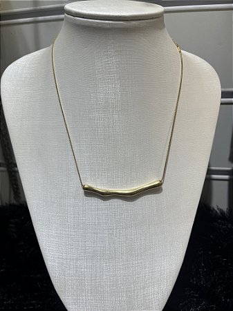 Colar Pingente Orgânico Grande 47cm Aço Inoxidável 316L Banhado a Ouro