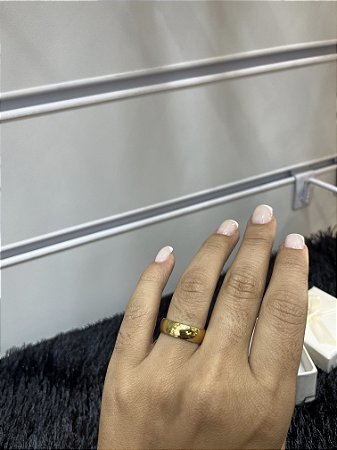Aliança 6MM Compromisso Aço Inoxidável Banhado a Ouro