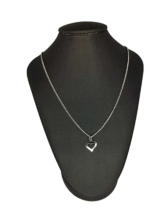 Colar Corrente Coração Vazado Tamanho G em Aço Inoxidável
