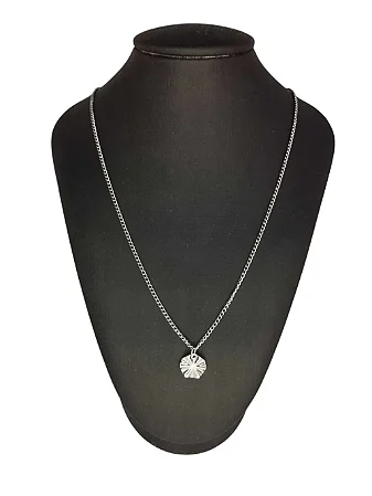 Colar Corrente Círculo Martelado Tamanho P em Aço Inoxidável 45cm