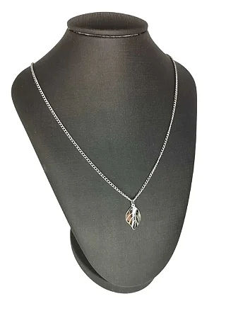 Colar Corrente Folha Espelhada em Aço Inoxidável 45cm