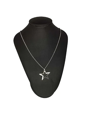 Colar Corrente Estrela Vazada Tamanho G em Aço Inoxidável 45cm