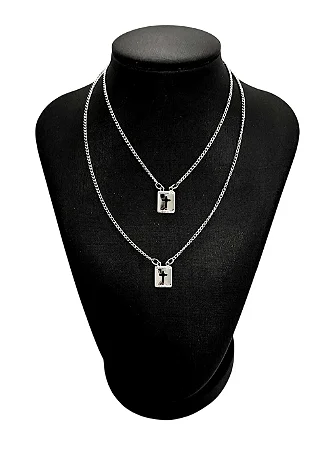 Colar Corrente Escapulário Medalha Cruz Em Aço Inoxidável 60cm