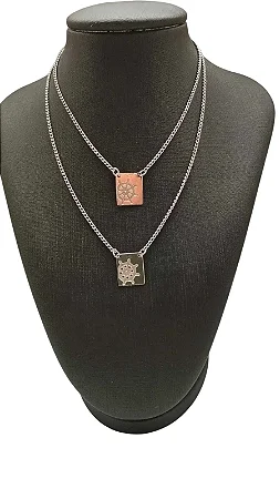 Colar Corrente Escapulário Leme em Aço Inoxidável 60cm