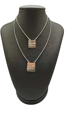 Colar Corrente Escapulário Garota Carioca em Aço Inox 60cm