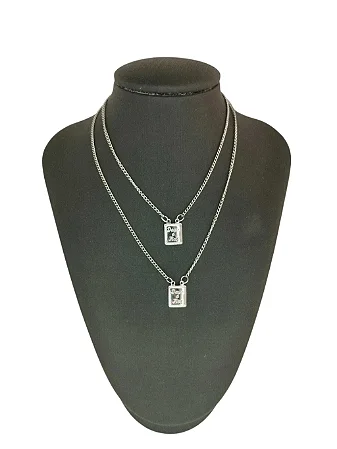 Colar Corrente Escapulário Deus é Fiel em Aço Inoxidável 60cm