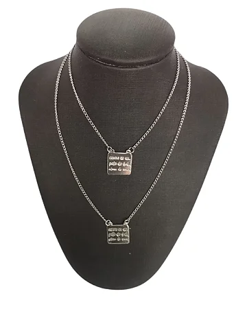 Colar Corrente Escapulário Cabelo de Sal Pele de Sol e Alma de Mar em Aço Inoxidável 60cm