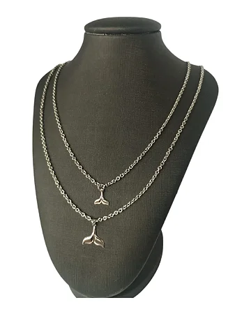 Colar Duplo Cauda de Sereia P e G em Aço Inoxidável