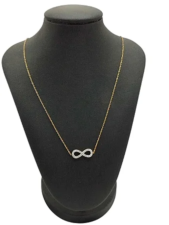 Colar Infinito Cravejado em Aço Dourado