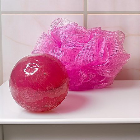 Sabonete Bola com Esponja 180g - Cereja e Avelã