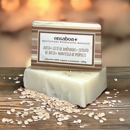 Sabonete em Barra 100g - Aveia + Leite de Amêndoas + Extrato de Aveia + Manteiga de Própolis