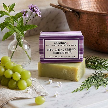 Sabonete em Barra 100g - Verbena + Cipreste + Extrato de Couve + Óleo de Semente de Uva