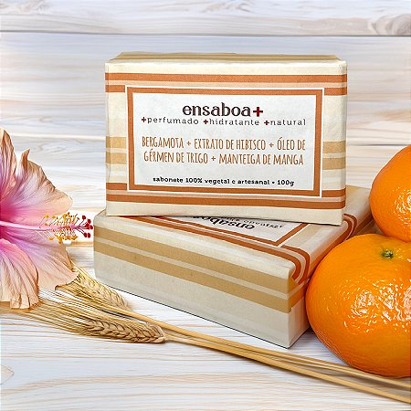Sabonete em Barra 100g - Bergamota + Extrato dde Hibisco + Óleo de Germen de Trigo + Manteiga de Manga