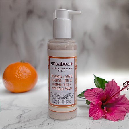 Loção Refrescante 200 ml - Bergamota + Extrato de Hibisco + Óleo de Germen de Trigo + Manteiga de Manga
