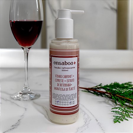 Loção Refrescante 200 ml - Vinho Cabernet + Cipreste + Extrato de Beterraba + Manteiga de Karité