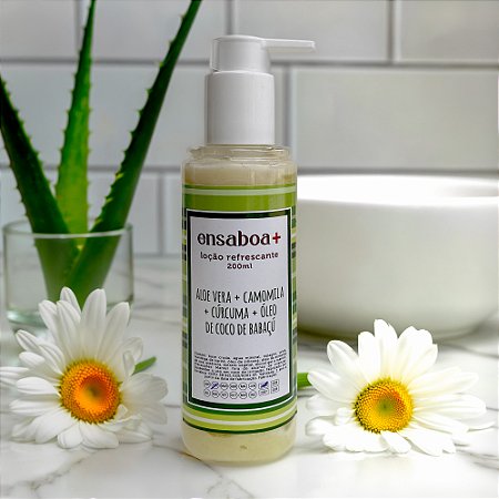 Loção Refrescante 200 ml - Aloe Vera + Camomila + Cúrcuma + Óleo de Coco de Babaçú