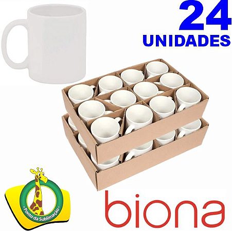 Caneca Branca Cerâmica 300ml Nacional - Biona Kit c/24un
