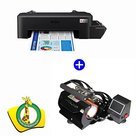 Kit Estampa Canecas Impressora Epson A4 L121 + Prensa Térmica de Caneca Mecolour