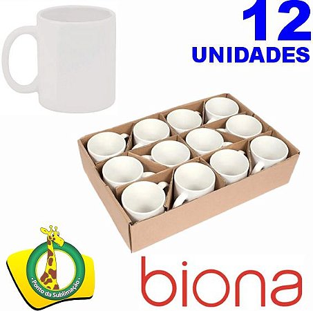 Caneca Branca Cerâmica 300ml Nacional - Biona Kit c/12un