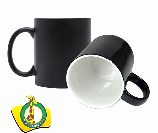Caneca Cerâmica Importada 325ml Mágica Semi Brilho - Preto