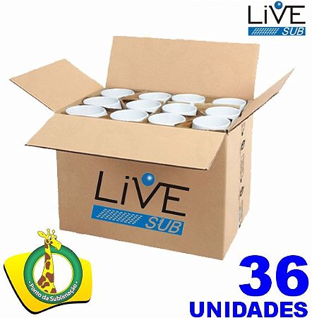 Caneca Branca Cerâmica Importada 325ml - Live Kit com 36 und