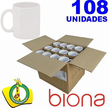 Caneca Branca Cerâmica 300ml Nacional - Biona Kit c/108un