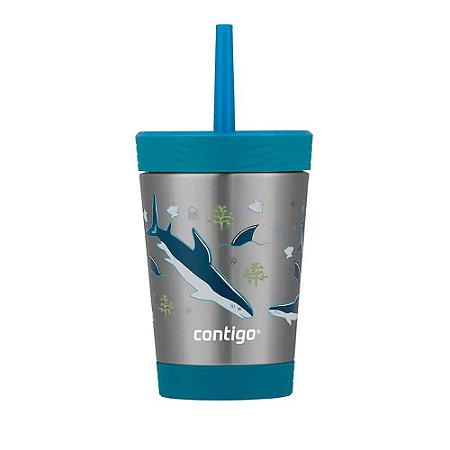 Copo Térmico Infantil Criança Kids Menino Tubarão Inox 341ml - Contigo