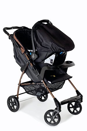 Carrinho com Bebê Conforto Romano Preto Cobre Galzerano - Ropek Moda Bebê