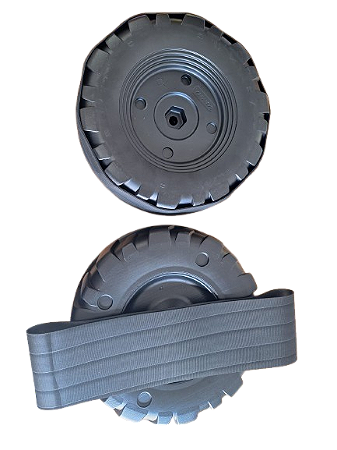 Kit 2 Roda + 2 Borracha  Dianteira Trator Elétrico Peg Perego