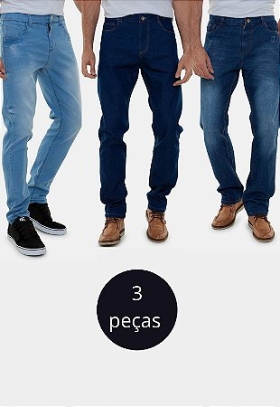Kit Com 3 Calças Jeans Premium Masculinas Versatti Pompeia